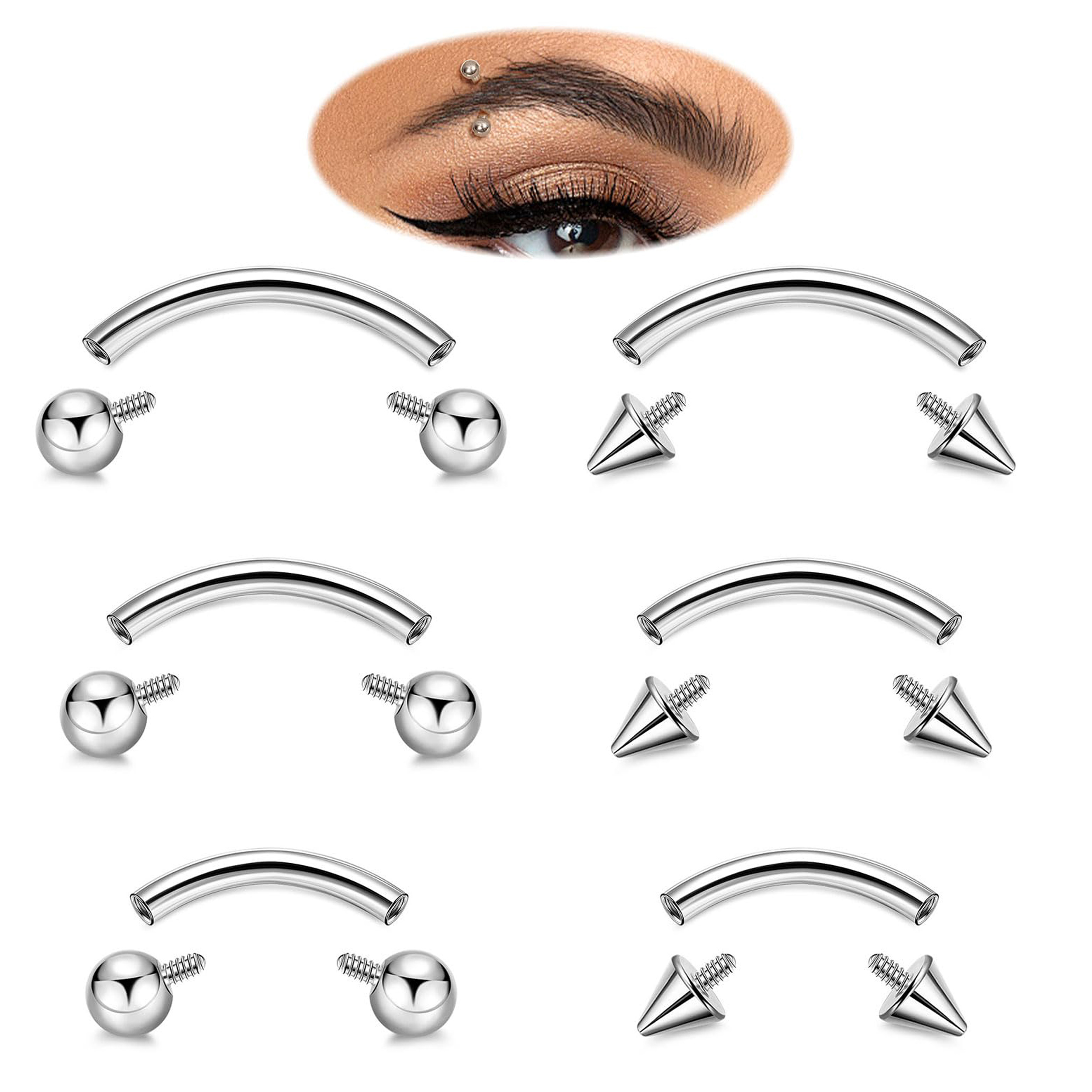 Body Jewelry Vertical Labret - 16G G23 Titanium Eyebrow Piercing Jewelry