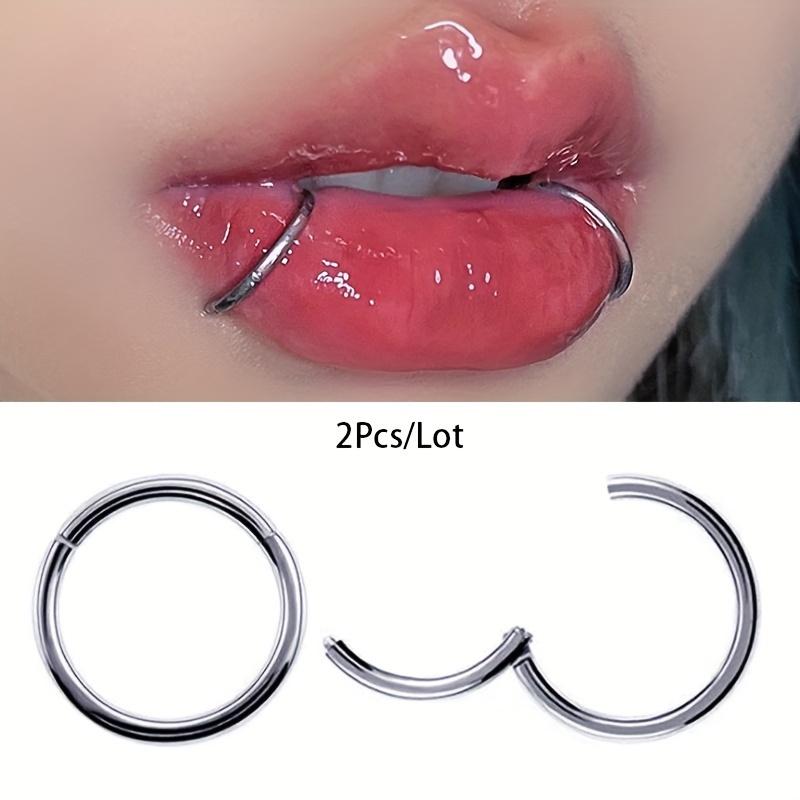 Clicker Ring Seamless - 2pcs Seamless Stainless Steel Hoop Lip