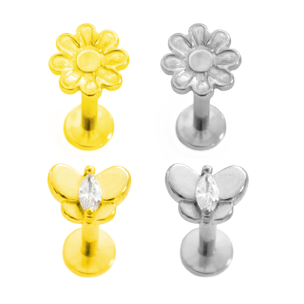 Tragus Flat Back - Flower Labret Piercing Butterfly Tragus 100%