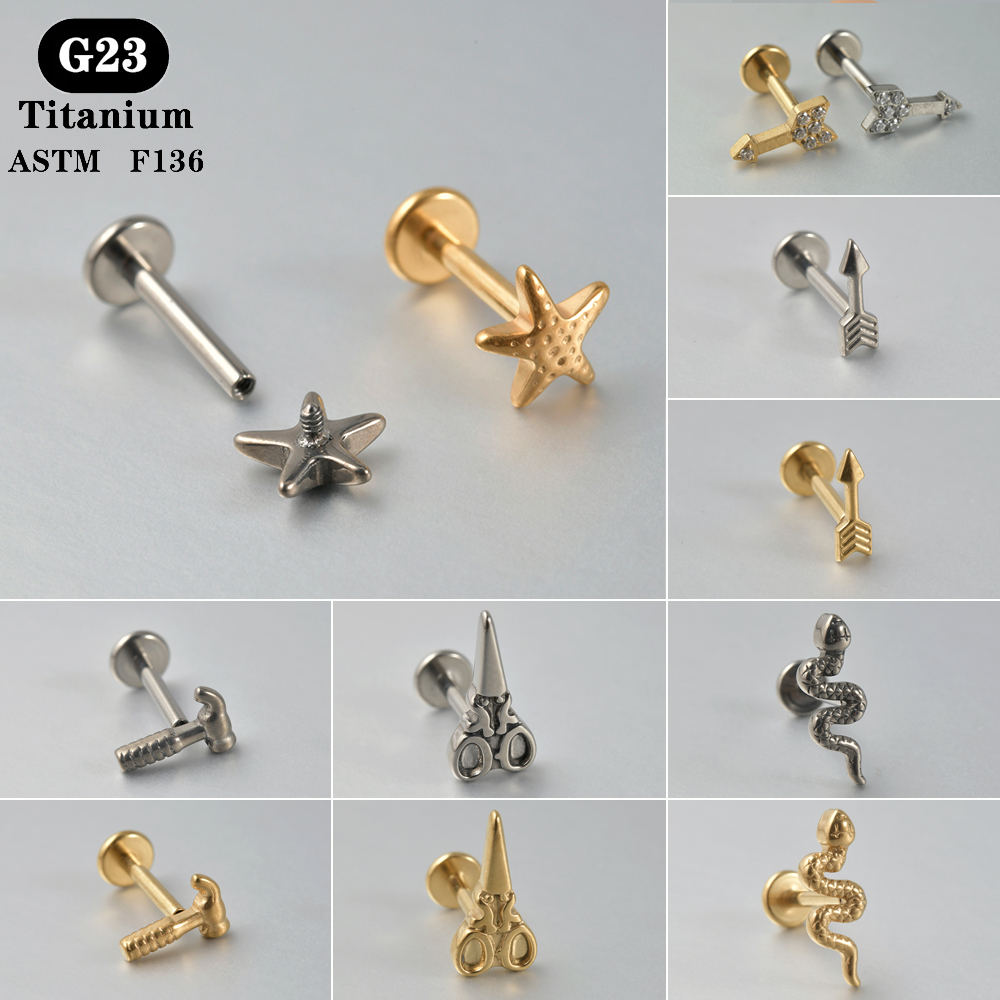 Tragus Flat Back - 1PC ASTM F136 Titanium Labret Scissor