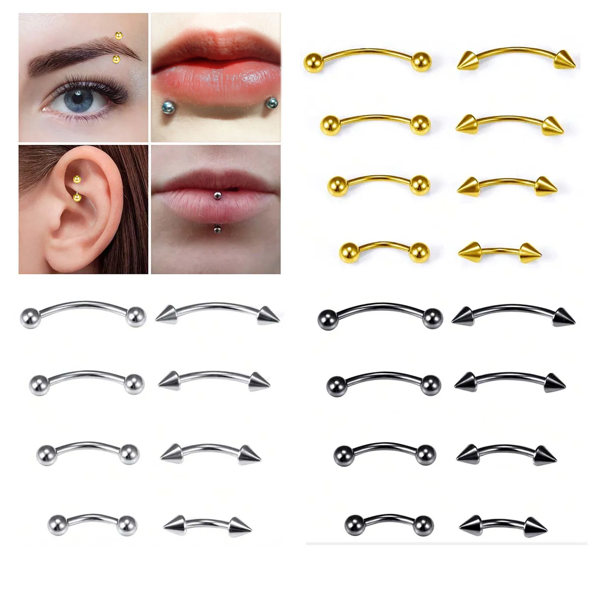 Body Jewelry Vertical Labret - 8Pcs/Set 16G Small Eyebrow Piercing Jewelry