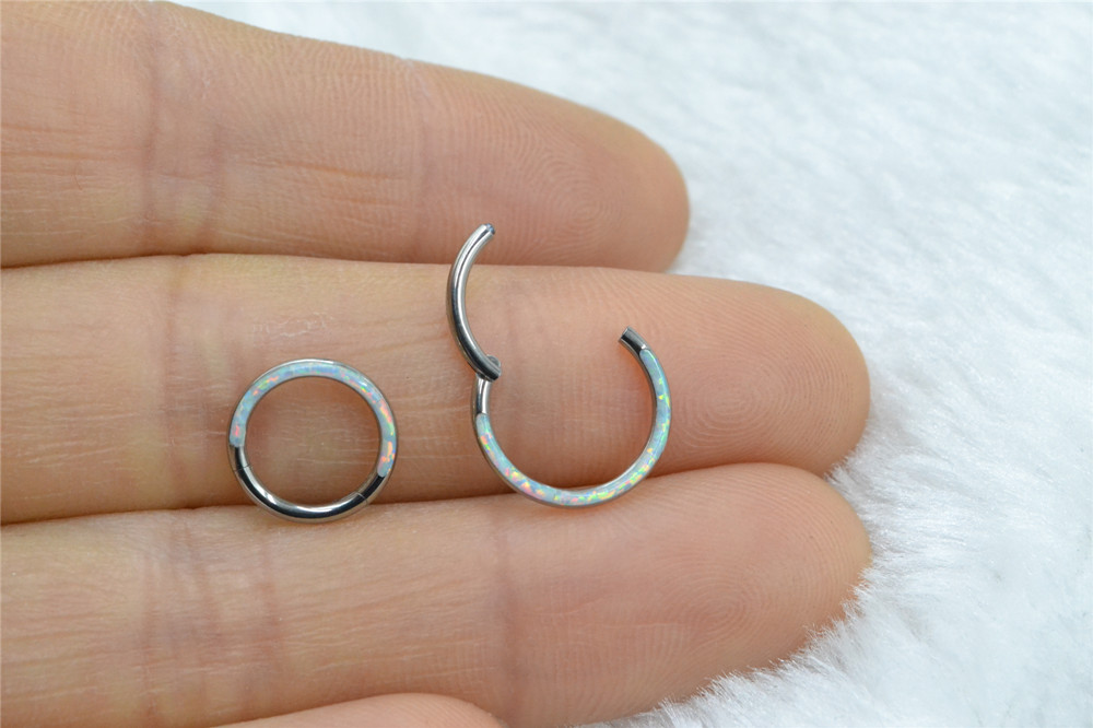10pcs/Lot G23 Titanium Opal St - Clicker Ring Seamless のレビューと価格