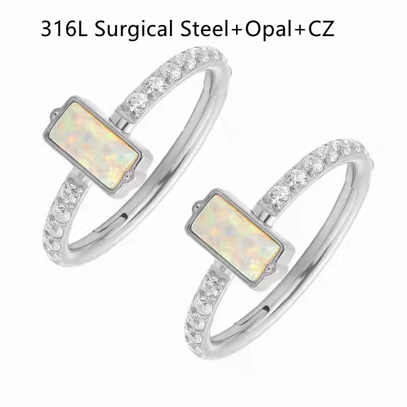 10pcs 316L Surgical Steel Opal - Clicker Ring Seamless のレビューと価格