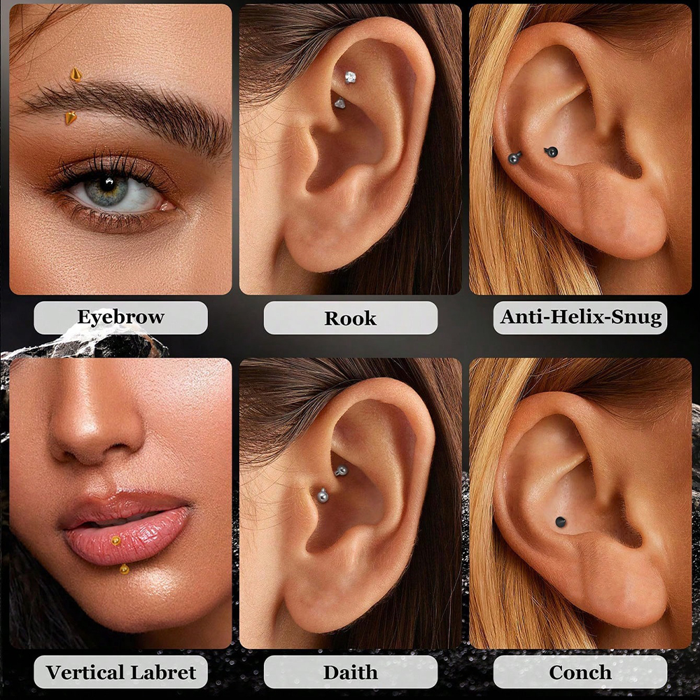 6pcs/Set G23 Titanium Small Cu - Body Jewelry Vertical Labret のレビューと価格