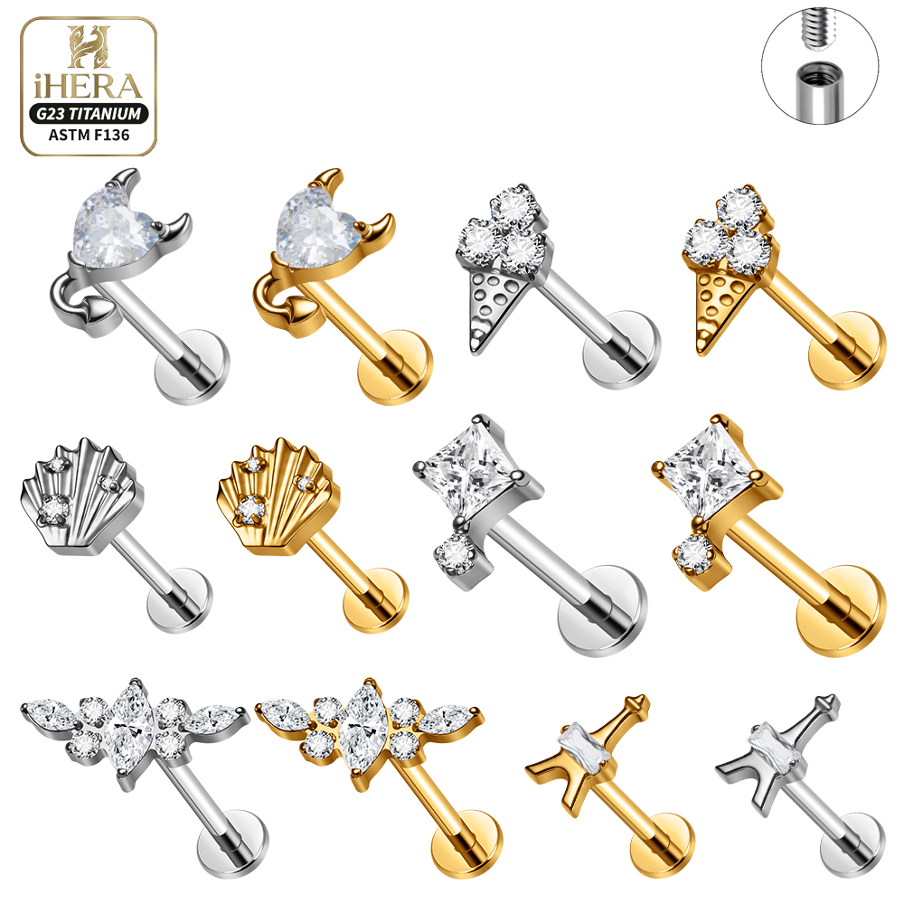 F136 Titanium Piercing Stud Co - Body Jewelry Vertical Labret のレビューと価格