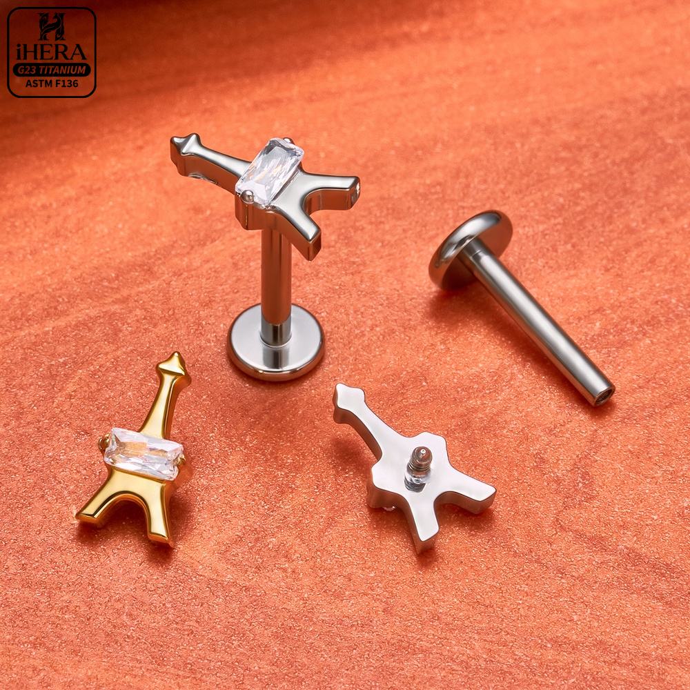 F136 Titanium Piercing Stud Co - Body Jewelry Vertical Labret のレビューと価格