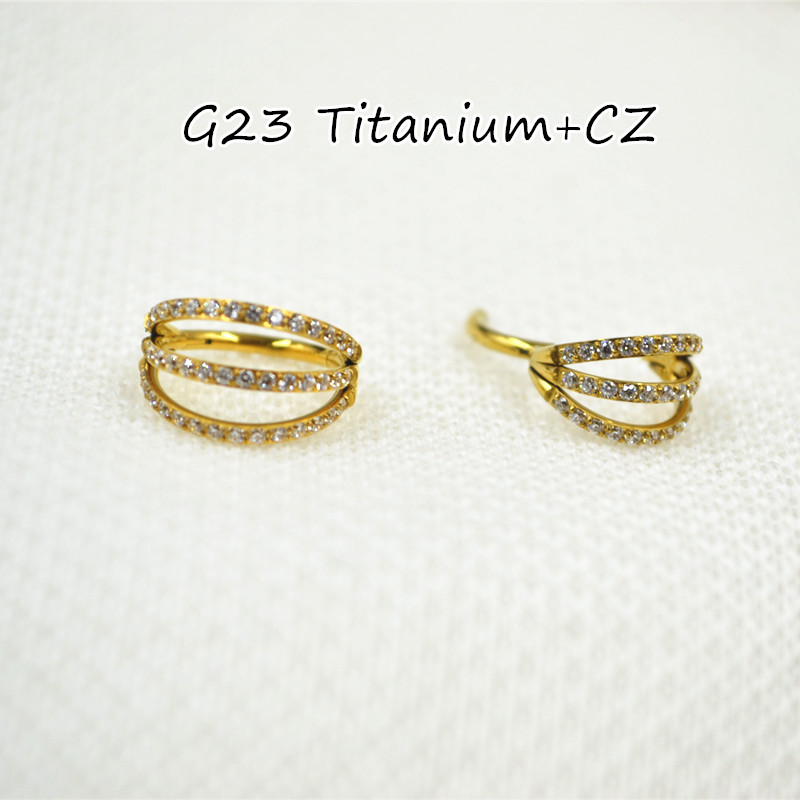 10pcs 16G CZ G23 Titanium Nose - Clicker Ring Seamless のレビューと価格