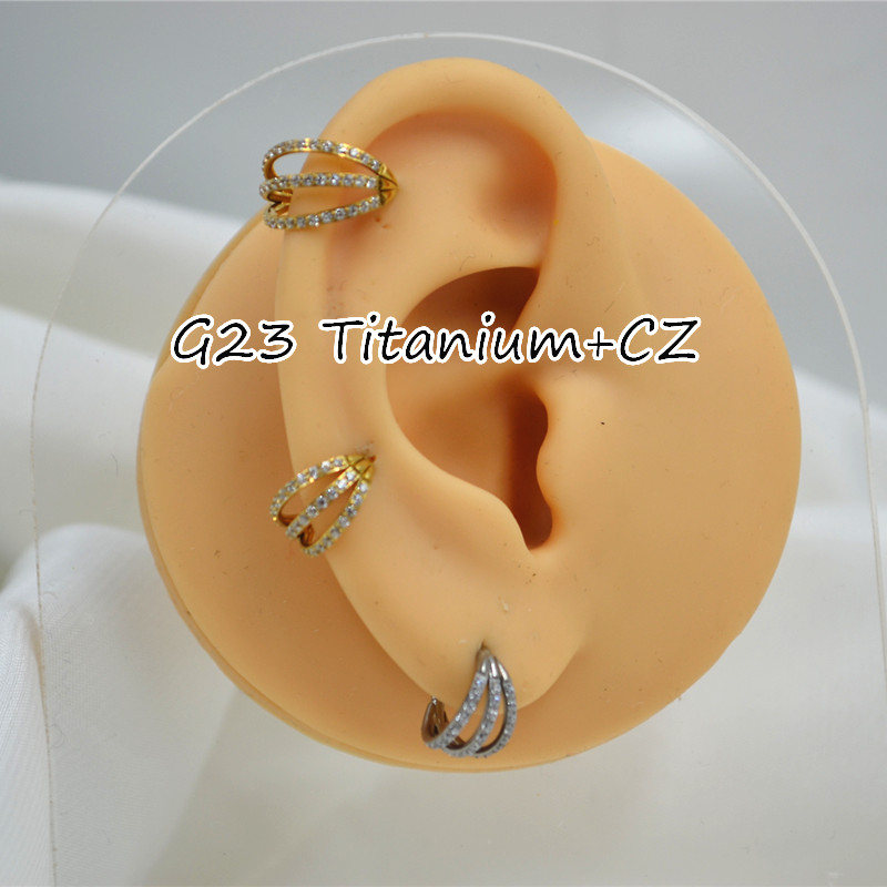 10pcs 16G CZ G23 Titanium Nose - Clicker Ring Seamless のレビューと価格