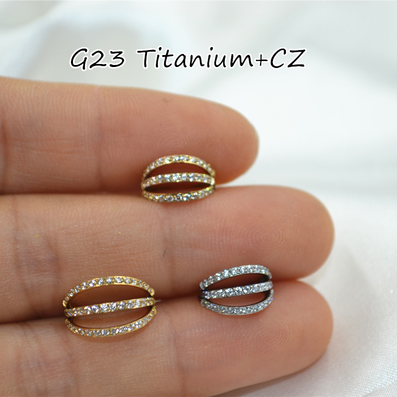10pcs 16G CZ G23 Titanium Nose - Clicker Ring Seamless のレビューと価格