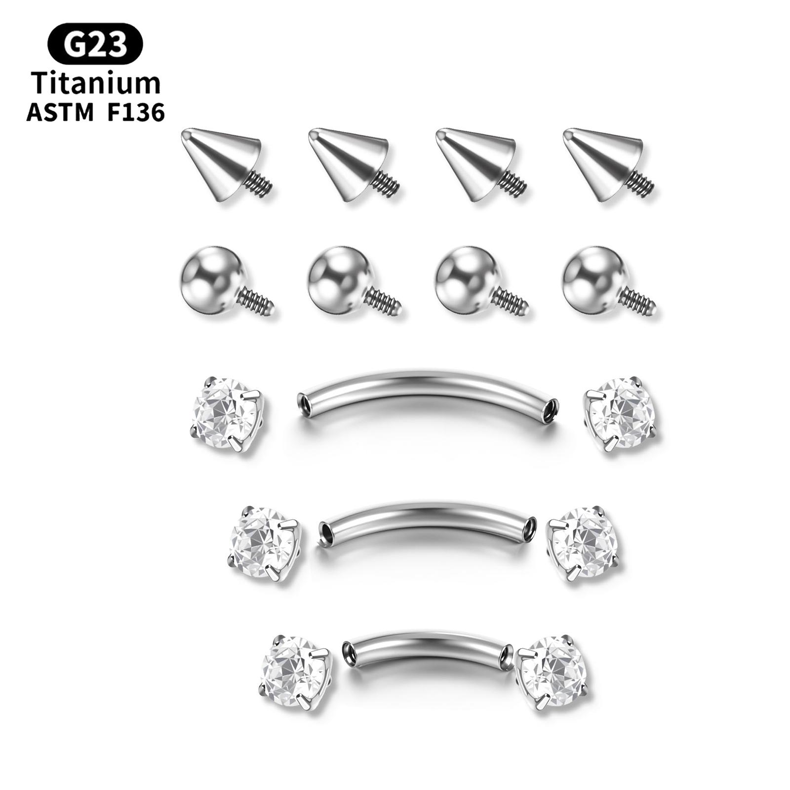 17Pcs/Set Titanium Internal Th - Body Jewelry Vertical Labret のレビューと価格