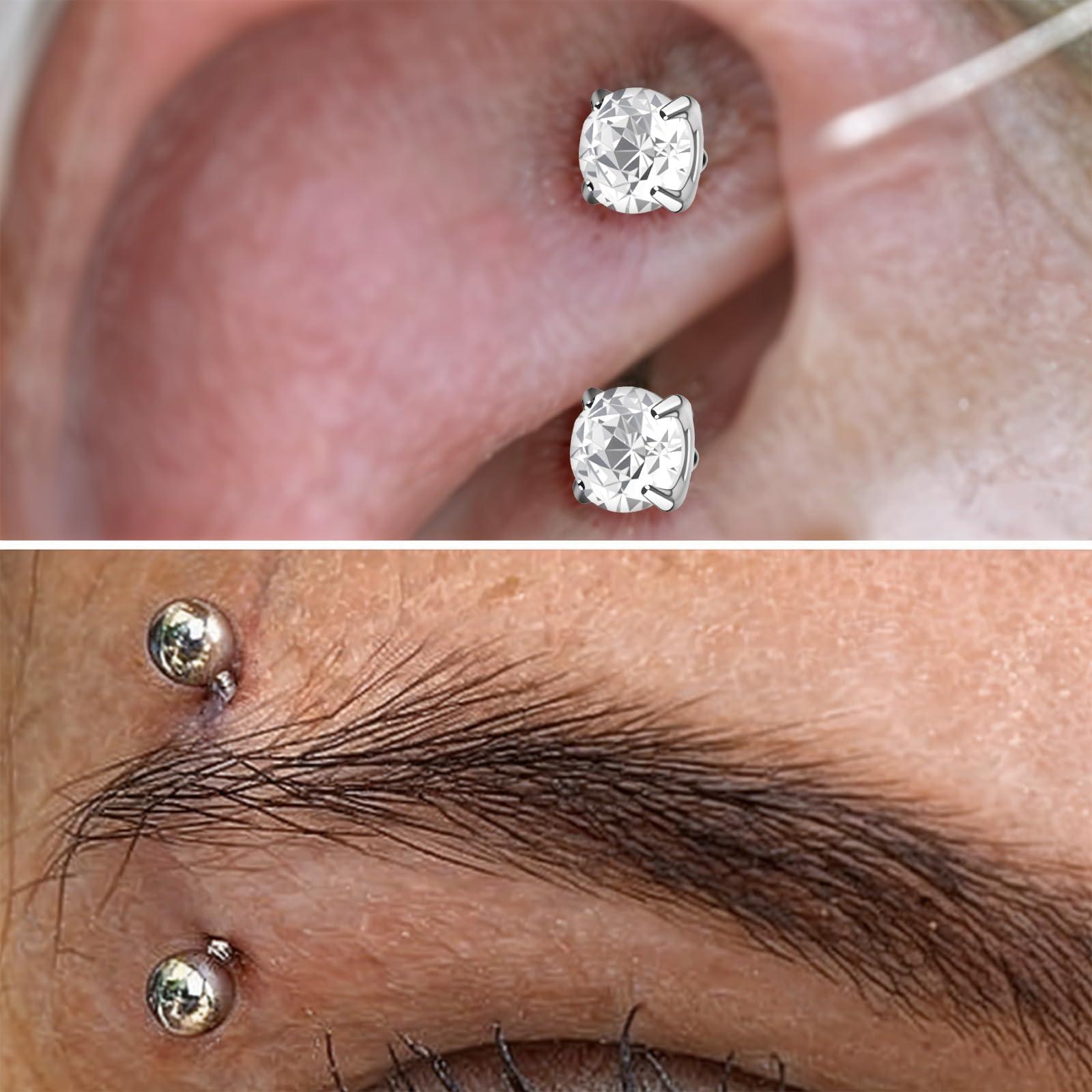 17Pcs/Set Titanium Internal Th - Body Jewelry Vertical Labret のレビューと価格