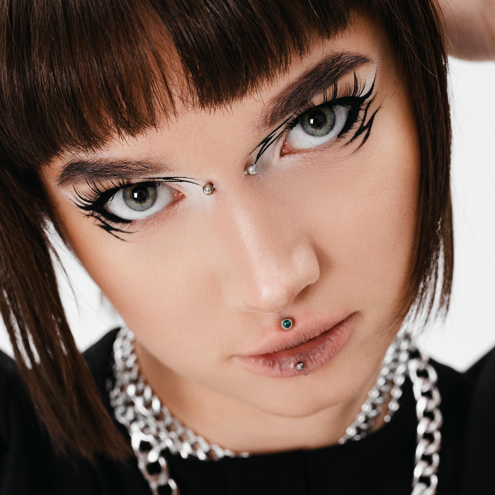 17Pcs/Set Titanium Internal Th - Body Jewelry Vertical Labret のレビューと価格