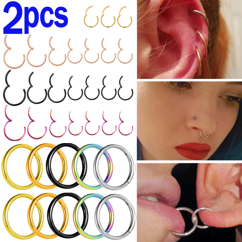 1/2PCS 6/8/10/12mm Nose Ring H - Clicker Ring Seamless のレビューと価格