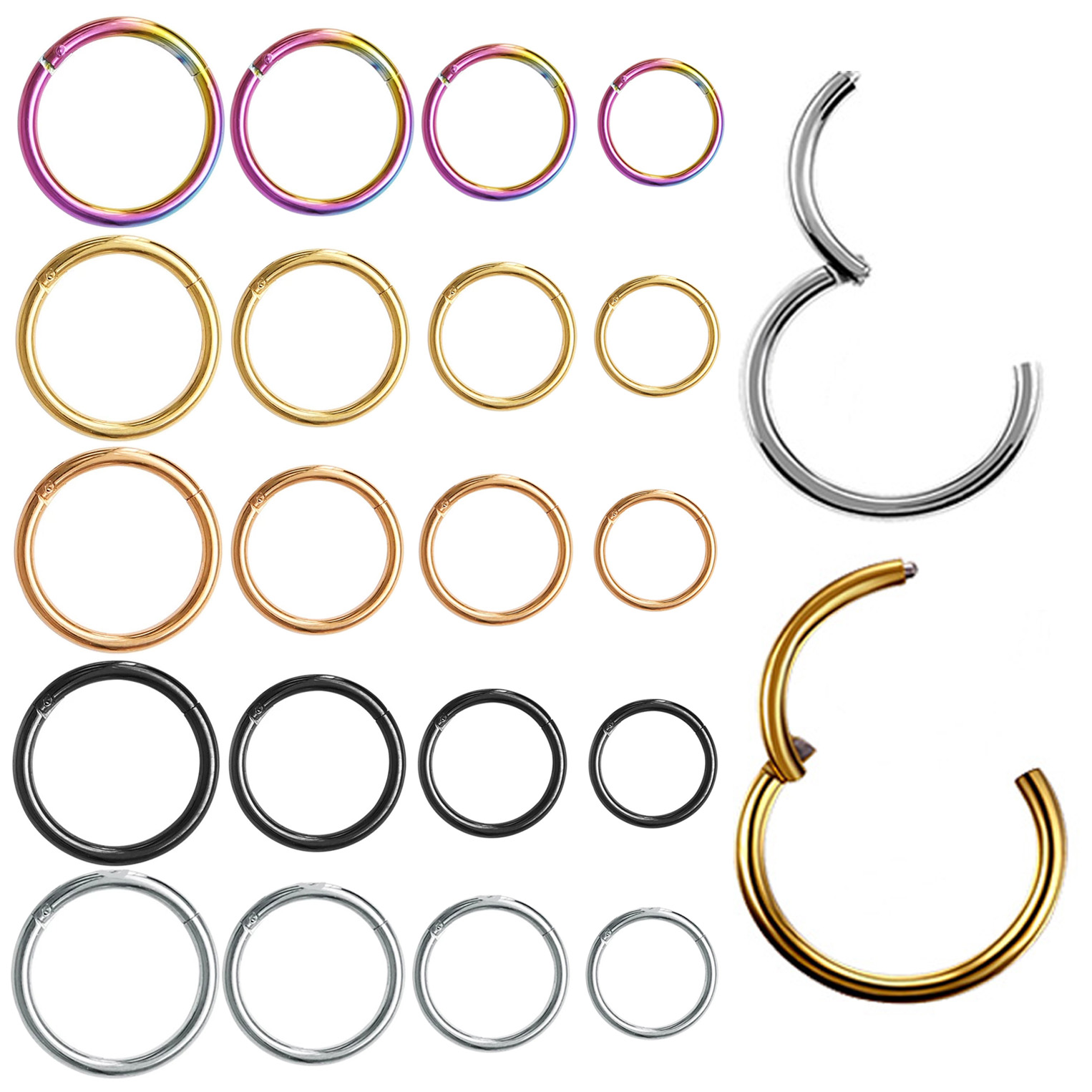 1/2PCS 6/8/10/12mm Nose Ring H - Clicker Ring Seamless のレビューと価格