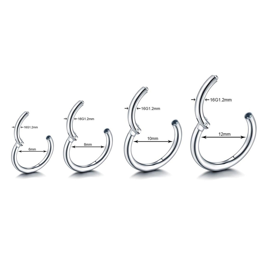1/2PCS 6/8/10/12mm Nose Ring H - Clicker Ring Seamless のレビューと価格
