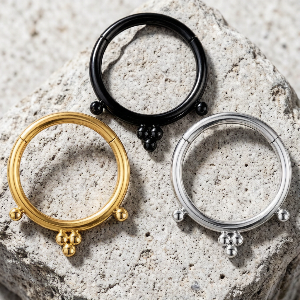 F136 Titanium 16G Septum Pierc - Clicker Ring Seamless のレビューと価格