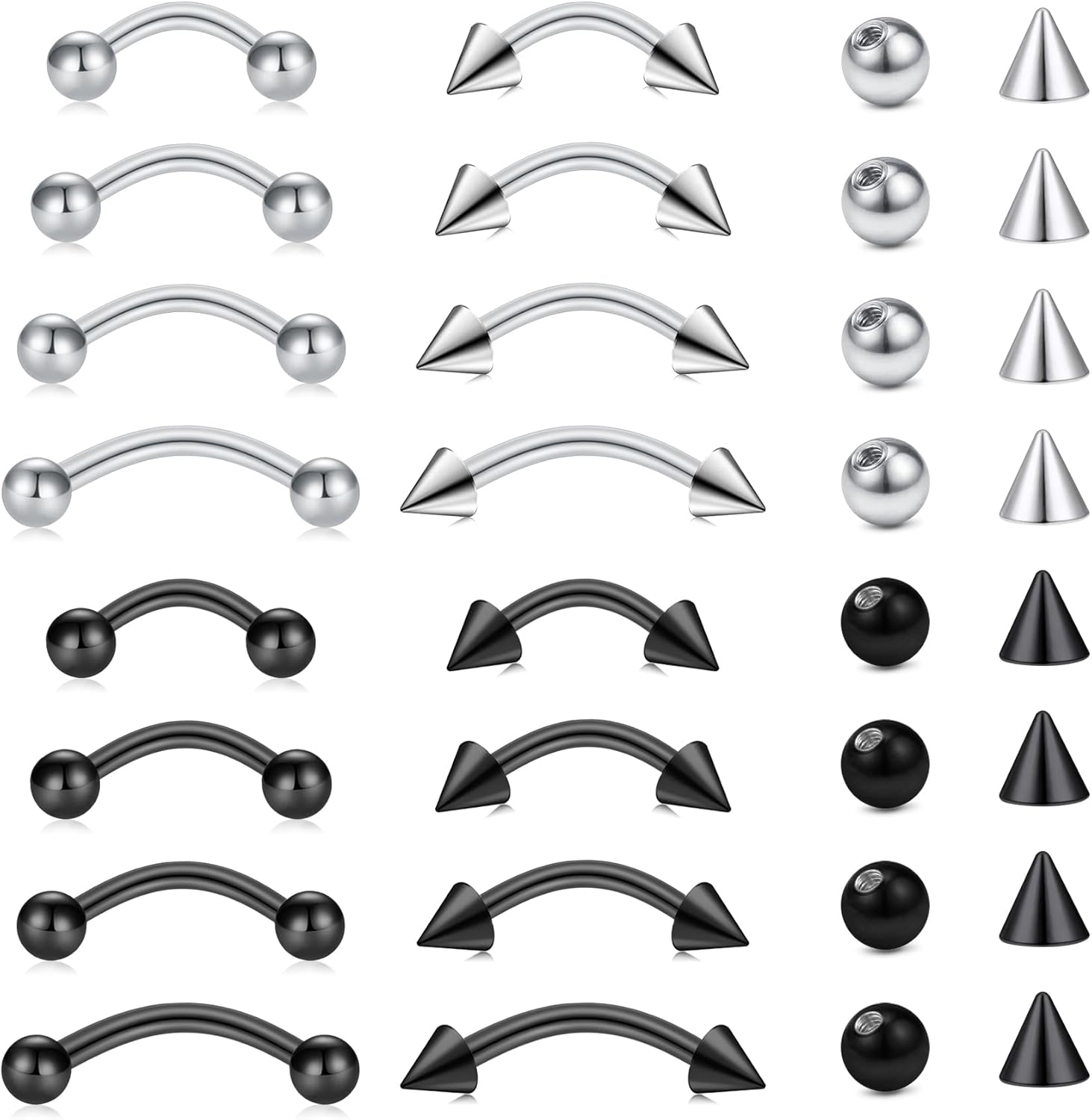 32pc/set Surgical Steel Curved - Body Jewelry Vertical Labret のレビューと価格