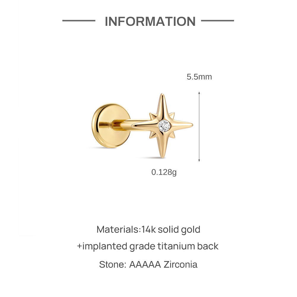 CANNER 1PC 14K Solid Gold Eigh - Tragus Flat Back のレビューと価格