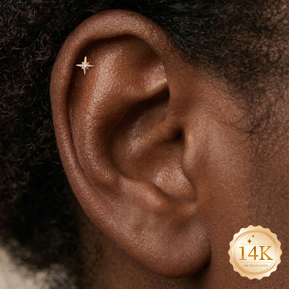 CANNER 1PC 14K Solid Gold Eigh - Tragus Flat Back のレビューと価格