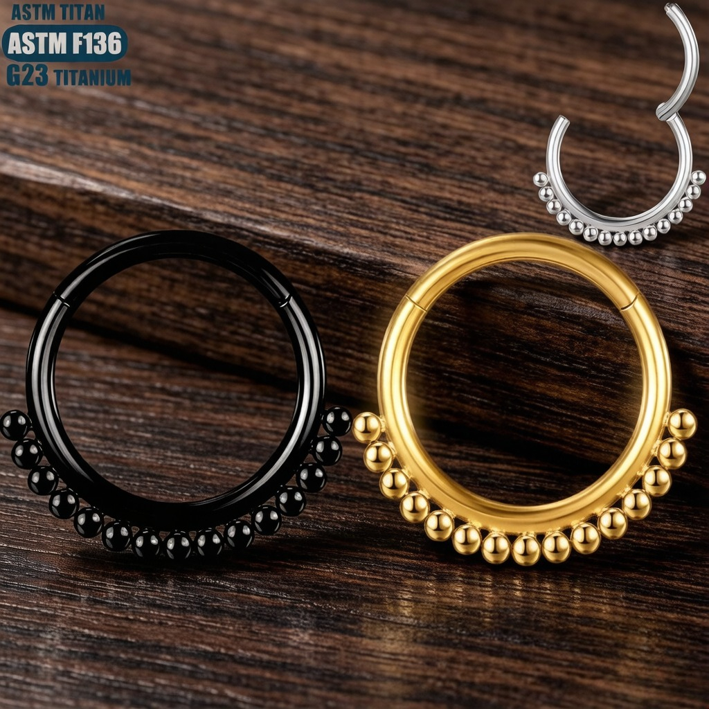 F136 16G Titanium Nose Ring wi - Clicker Ring Seamless のレビューと価格