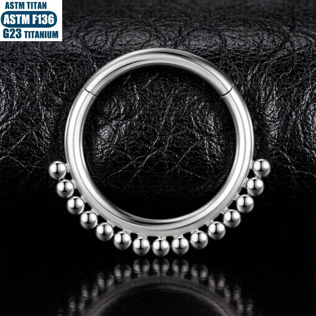 F136 16G Titanium Nose Ring wi - Clicker Ring Seamless のレビューと価格
