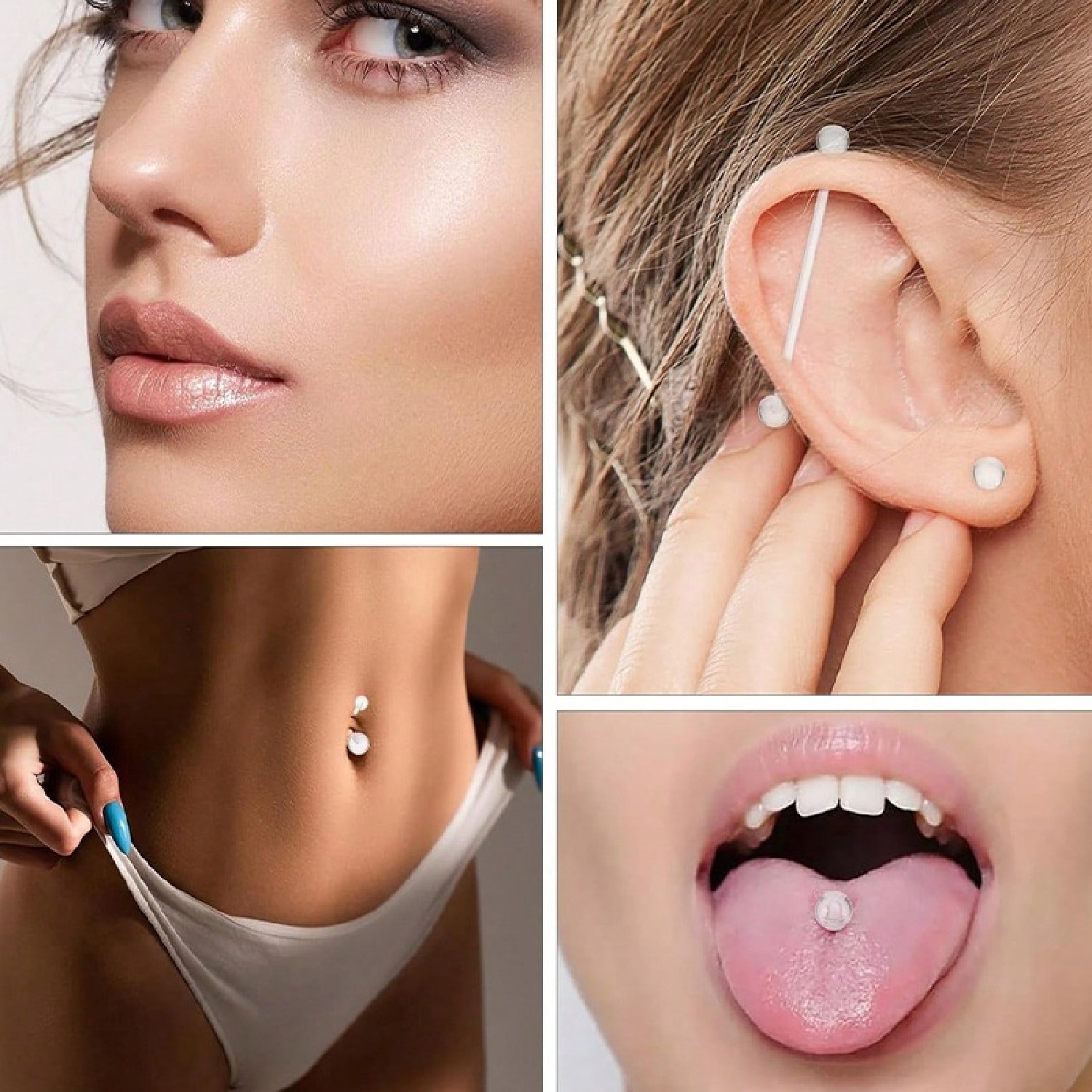 12pcs Clear Pink Industrial Pi - Body Jewelry Vertical Labret のレビューと価格