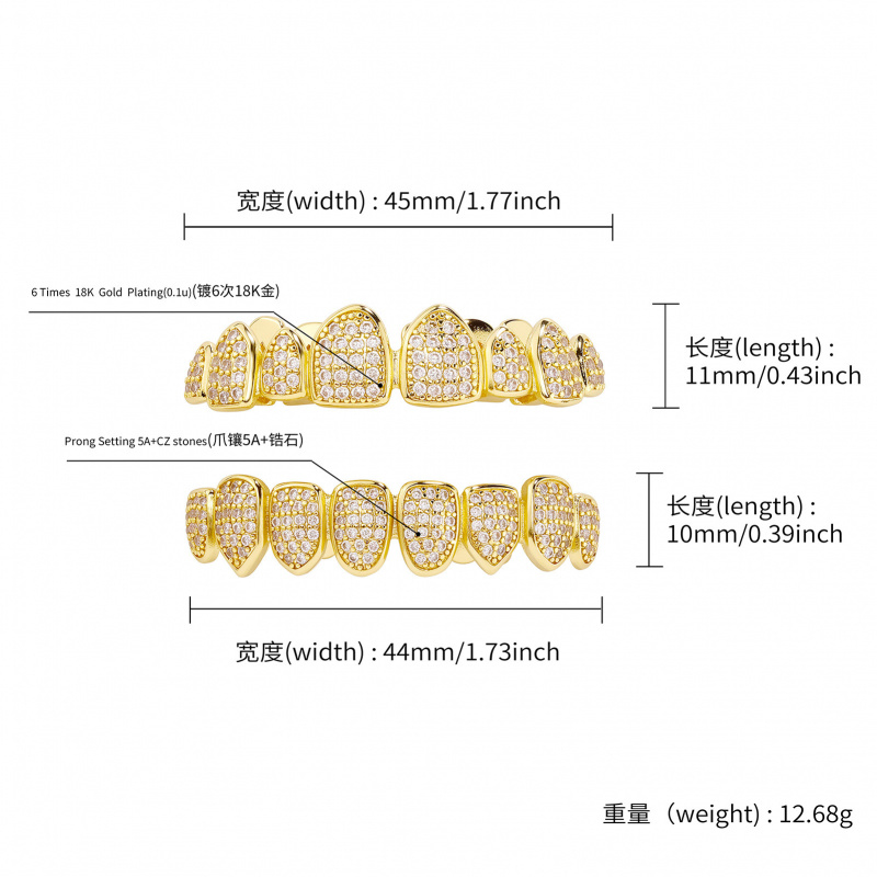 New HipHop CZ Teeth Set For Un - Body Jewelry High End のレビューと価格