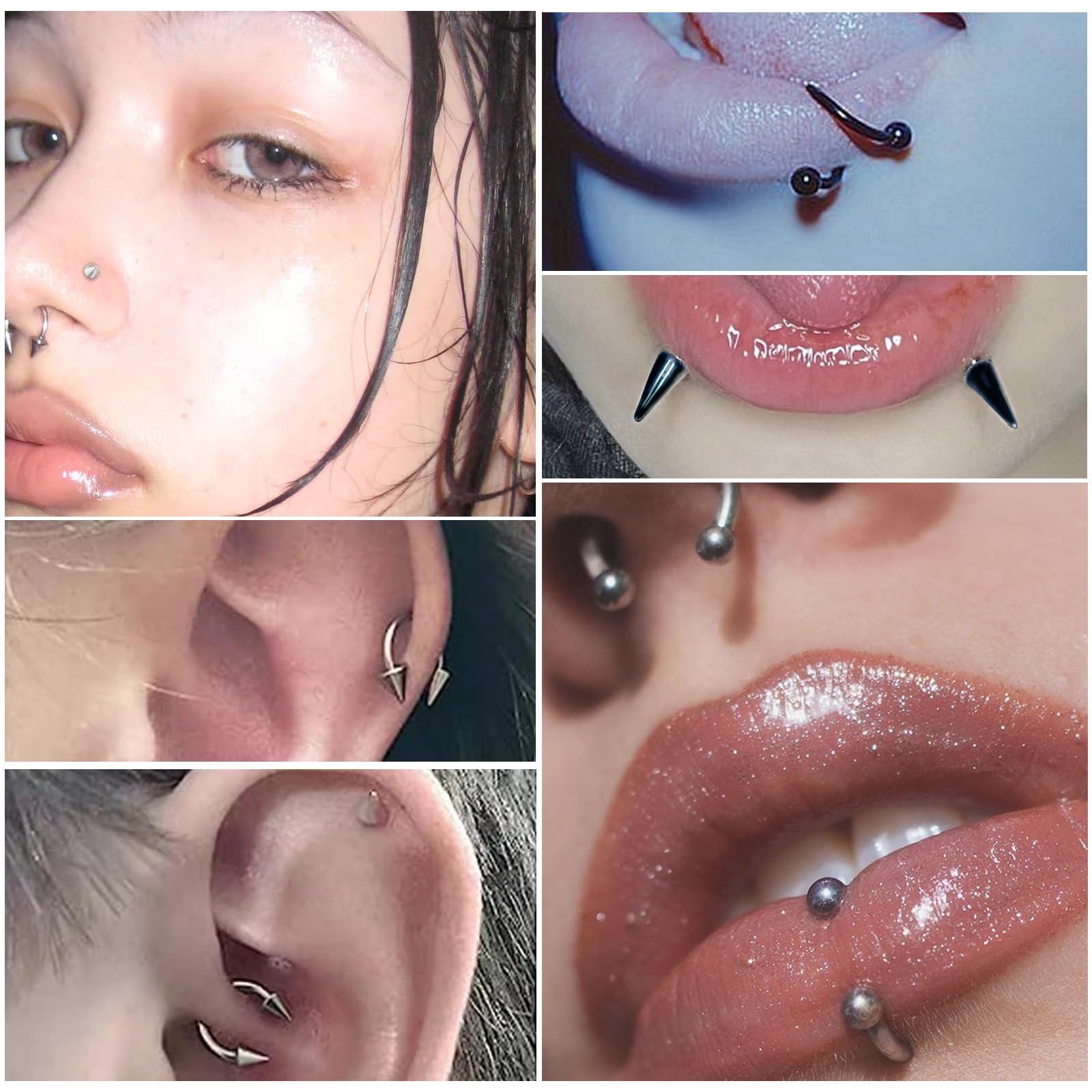 34pcs/Set 16G Snake Bite Pierc - Body Jewelry Vertical Labret のレビューと価格