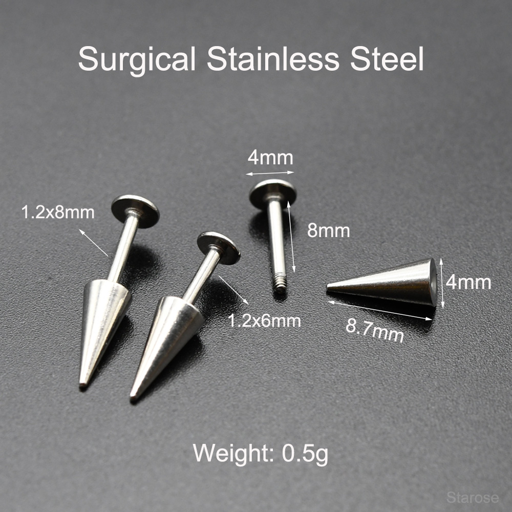 Starose 2Pcs Gothic Cone Stain - Body Jewelry Vertical Labret のレビューと価格