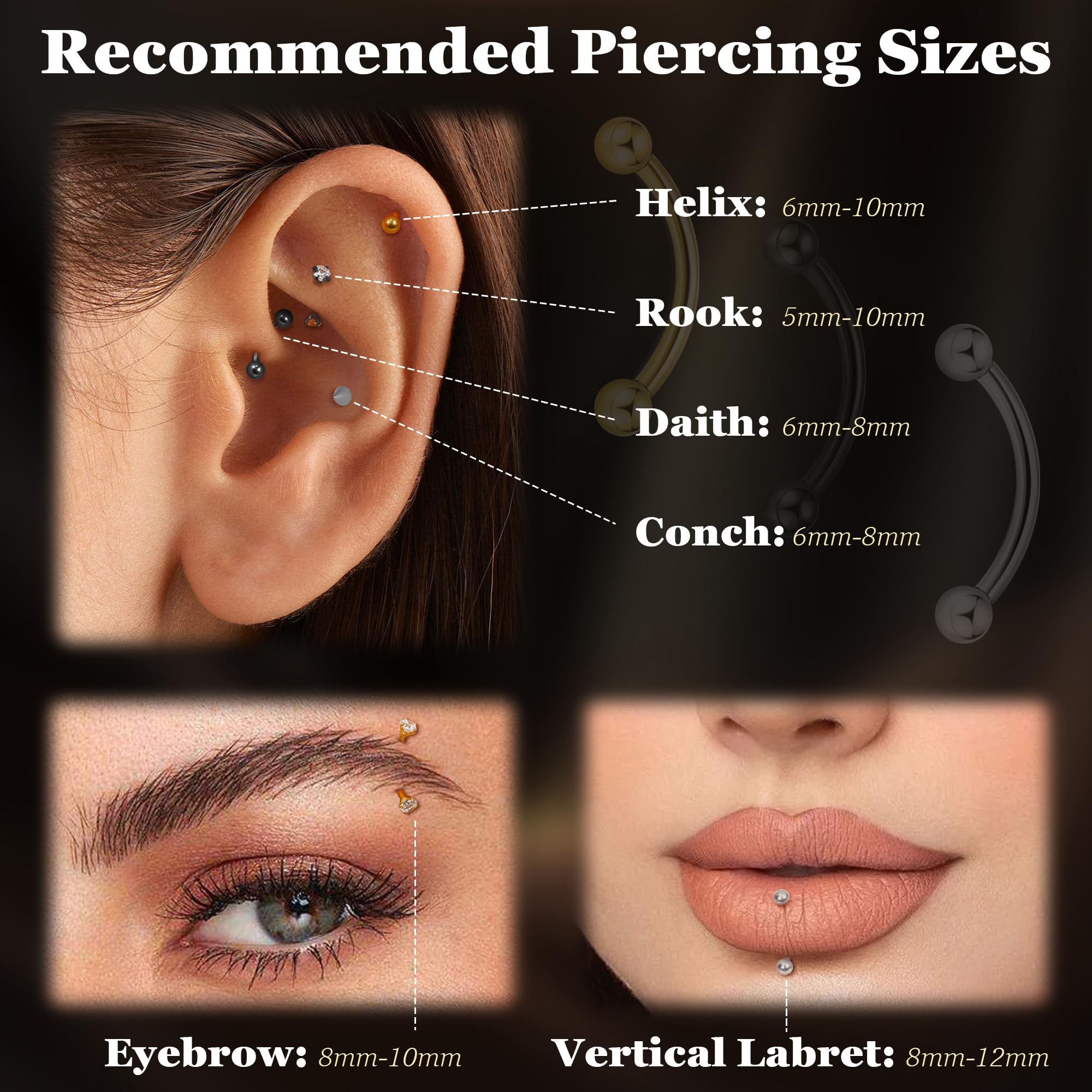 16G G23 Titanium Eyebrow Pierc - Body Jewelry Vertical Labret のレビューと価格