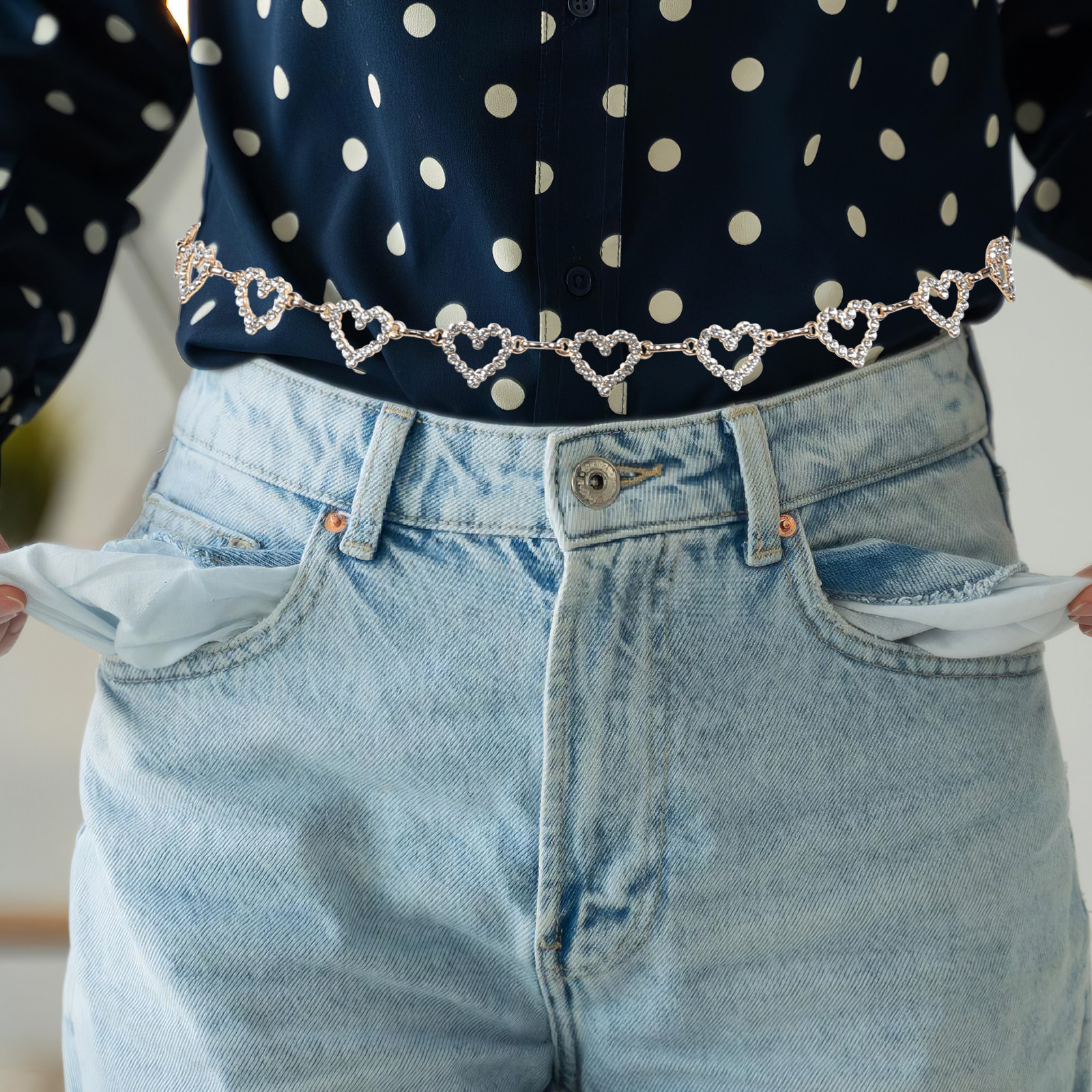 Women Heart Rhinestone Waist C - Body Jewelry Beach のレビューと価格