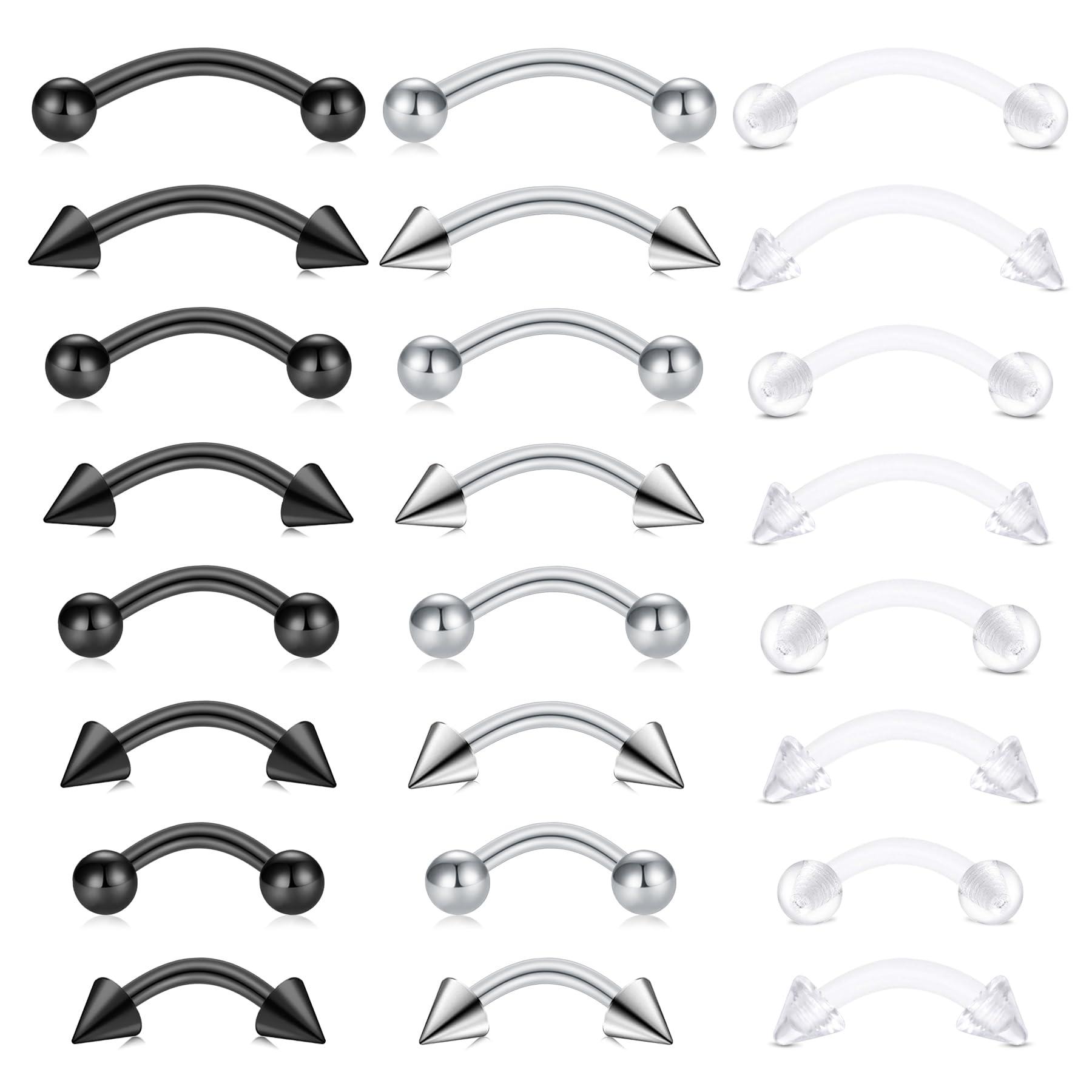 24pcs 16G Stainless Steel Curv - Body Jewelry Vertical Labret のレビューと価格