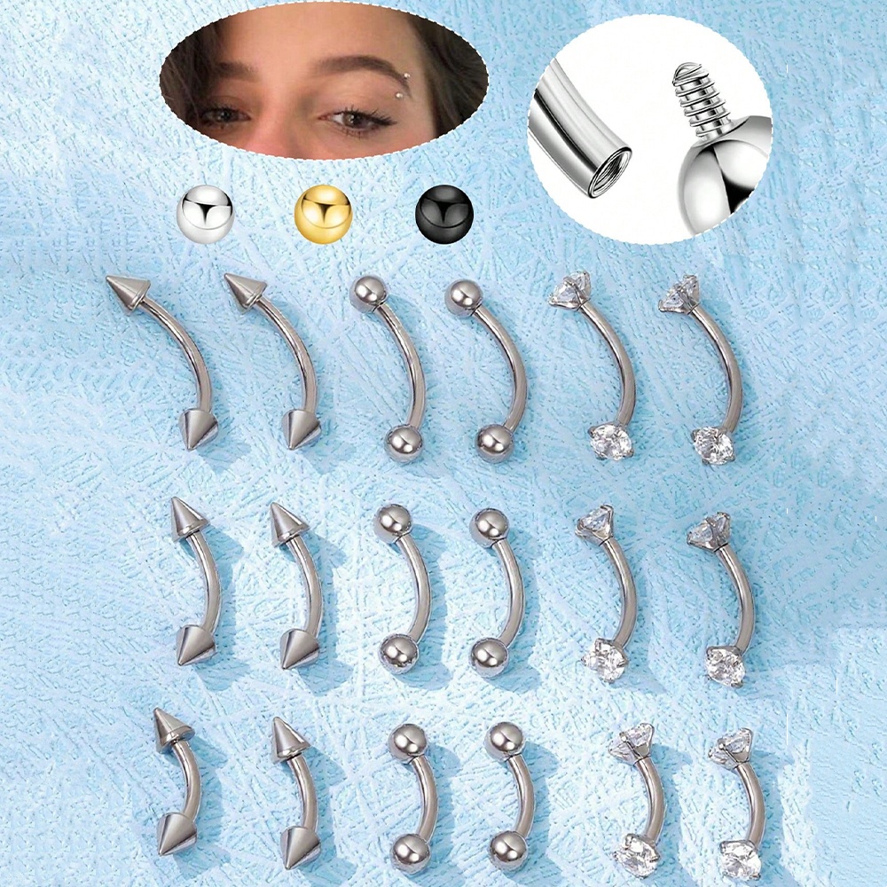 6pcs 16G Stainless Steel Small - Body Jewelry Vertical Labret のレビューと価格