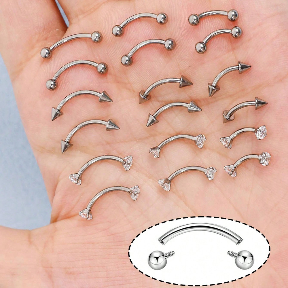 6pcs 16G Stainless Steel Small - Body Jewelry Vertical Labret のレビューと価格
