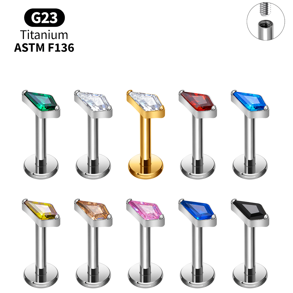 Titanium Kite CZ Internal Thre - Body Jewelry Vertical Labret のレビューと価格