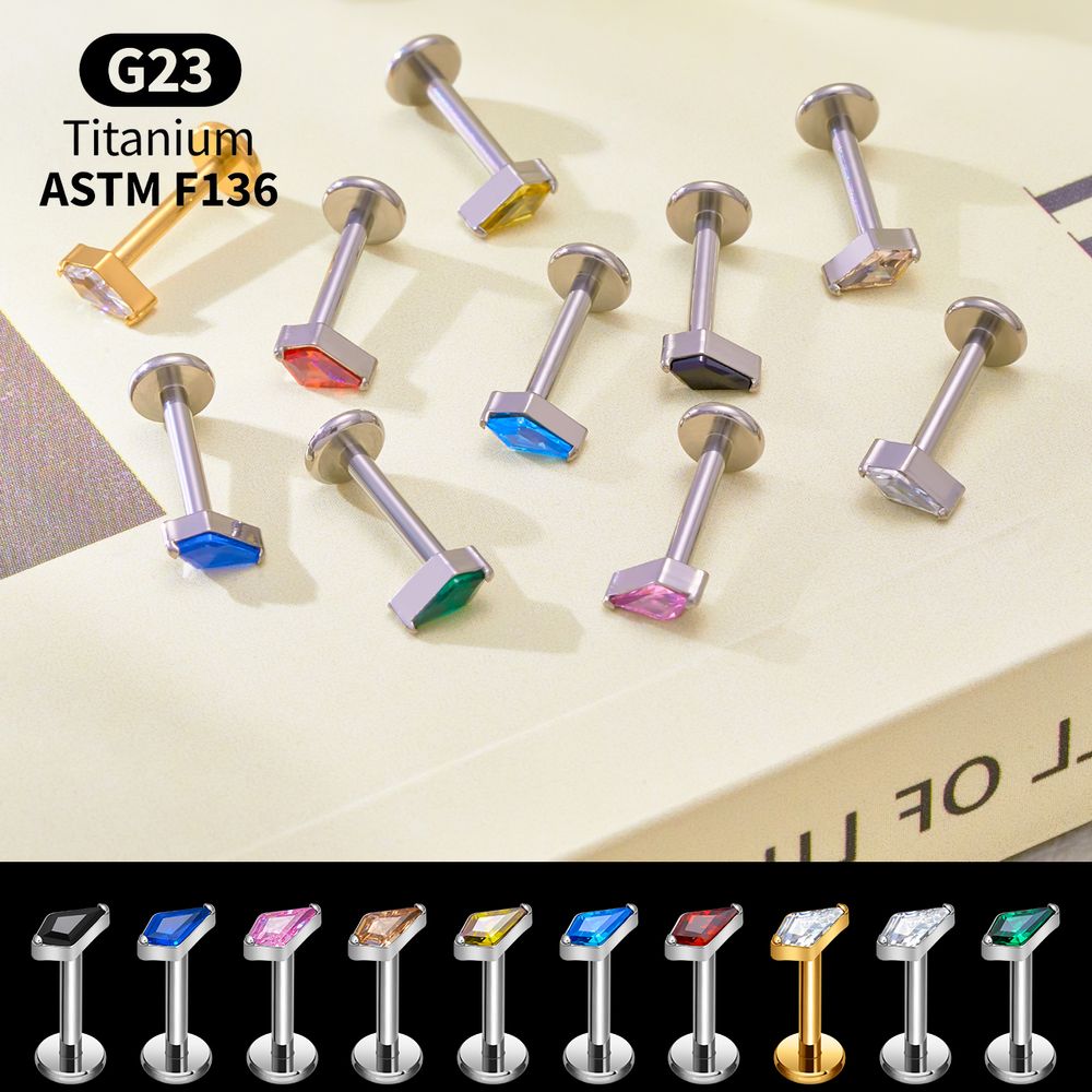 Titanium Kite CZ Internal Thre - Body Jewelry Vertical Labret のレビューと価格