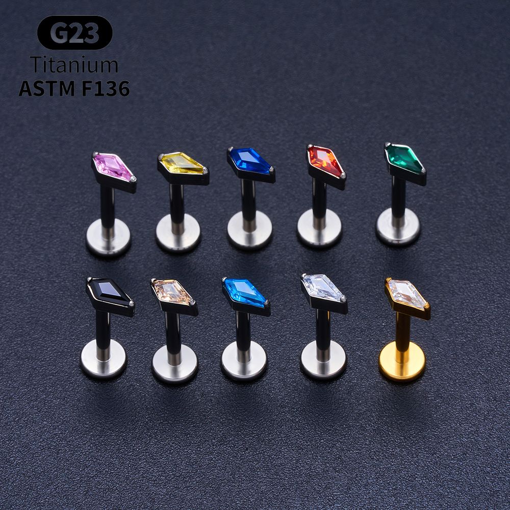 Titanium Kite CZ Internal Thre - Body Jewelry Vertical Labret のレビューと価格