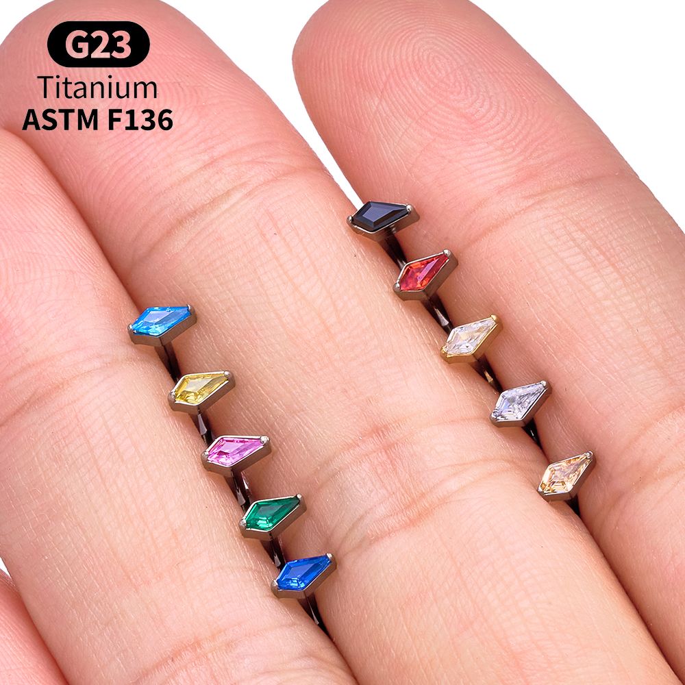 Titanium Kite CZ Internal Thre - Body Jewelry Vertical Labret のレビューと価格