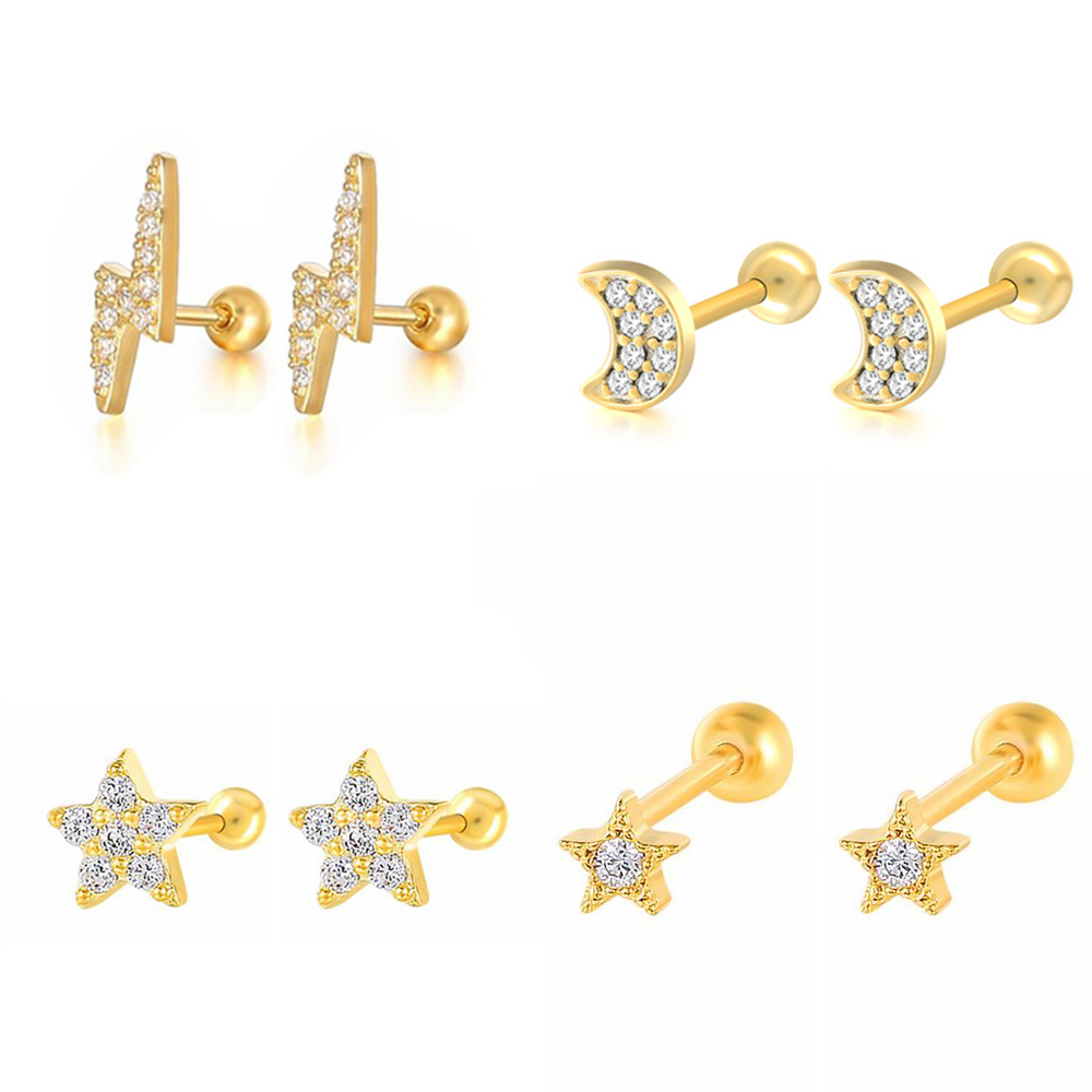 1PC Star Moon Lightning Zircon - Tragus Flat Back のレビューと価格