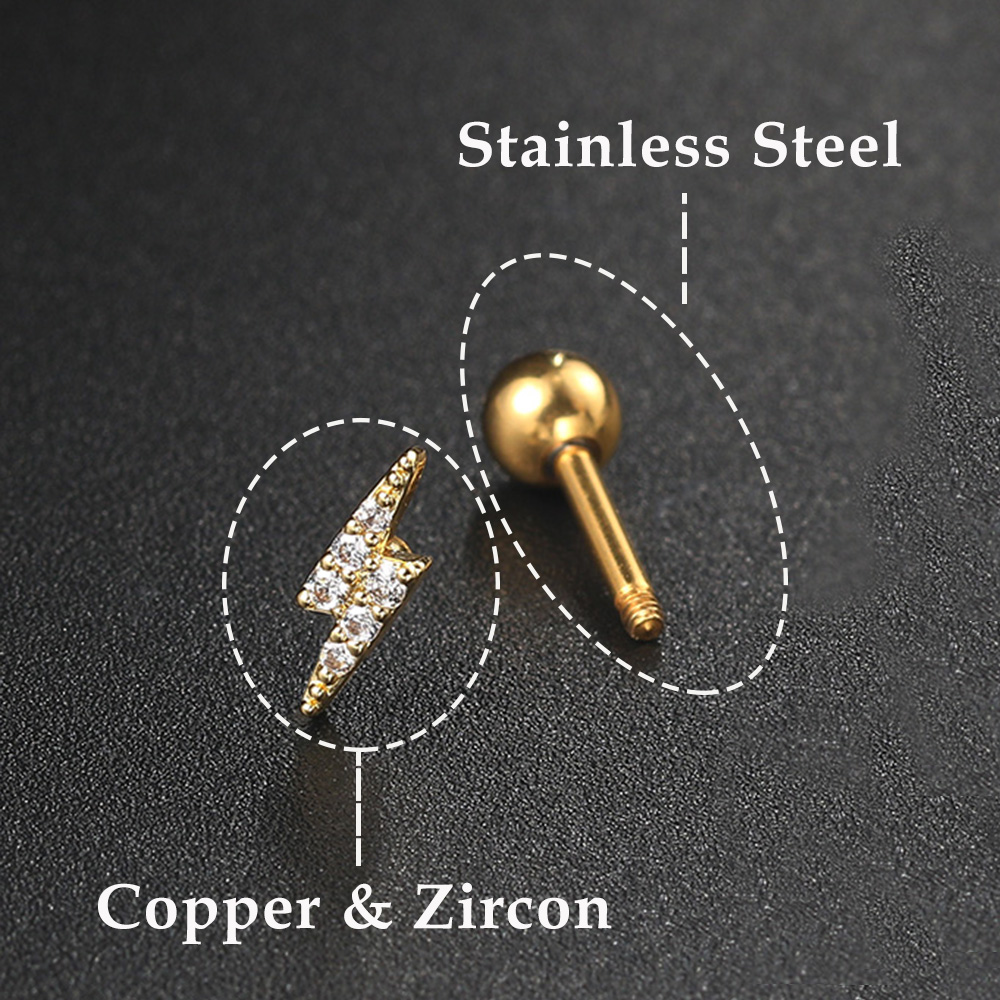 1PC Star Moon Lightning Zircon - Tragus Flat Back のレビューと価格