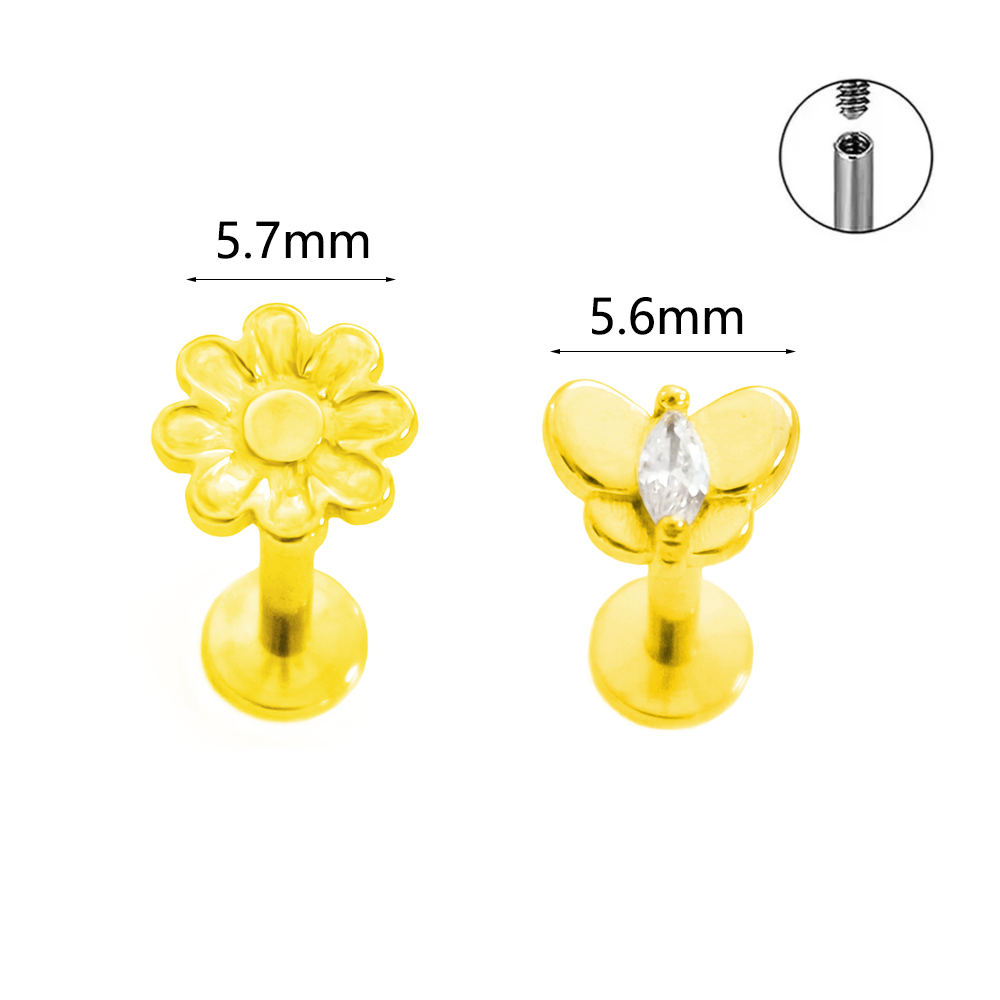 Flower Labret Piercing Butterf - Tragus Flat Back のレビューと価格