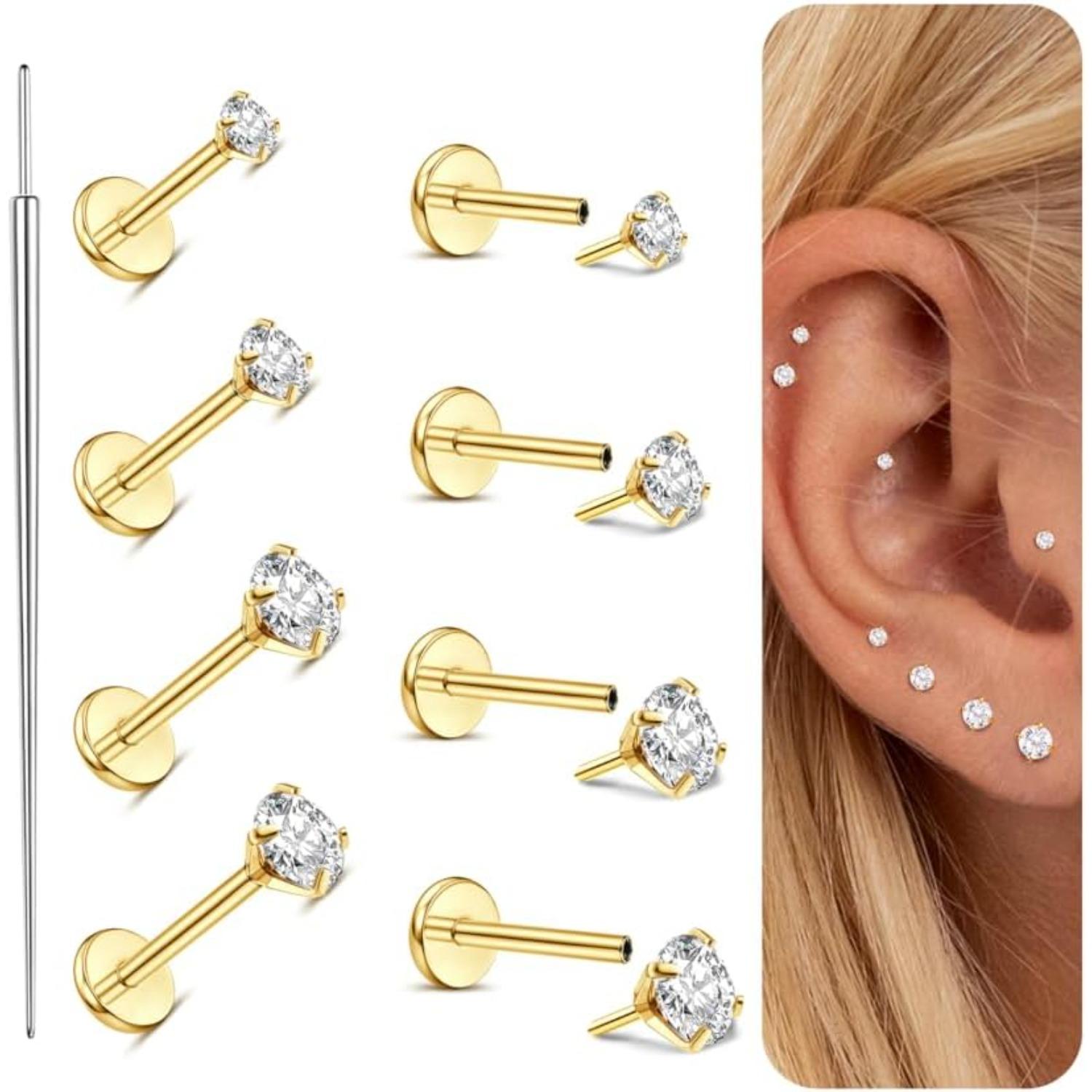 8Pcs G23 Titanium Flat Back Ea - Tragus Flat Back のレビューと価格