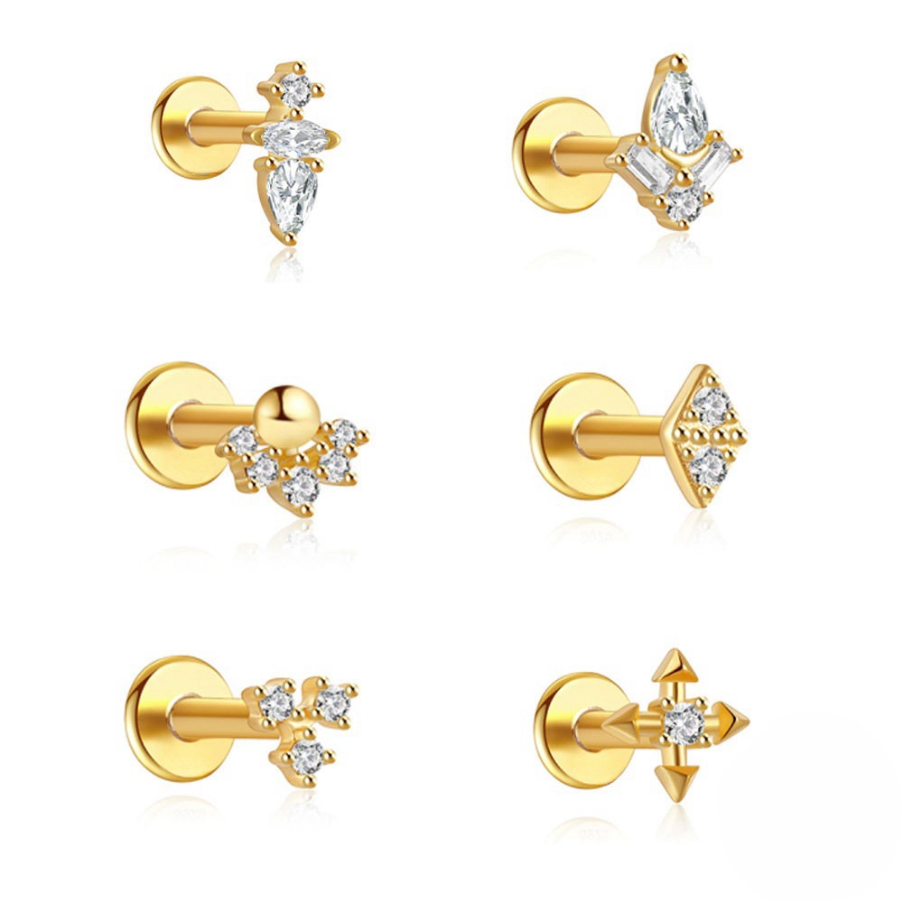 1PC Stainless Steel Crystal CZ - Tragus Flat Back のレビューと価格