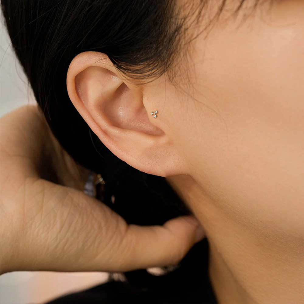 1PC Stainless Steel Crystal CZ - Tragus Flat Back のレビューと価格