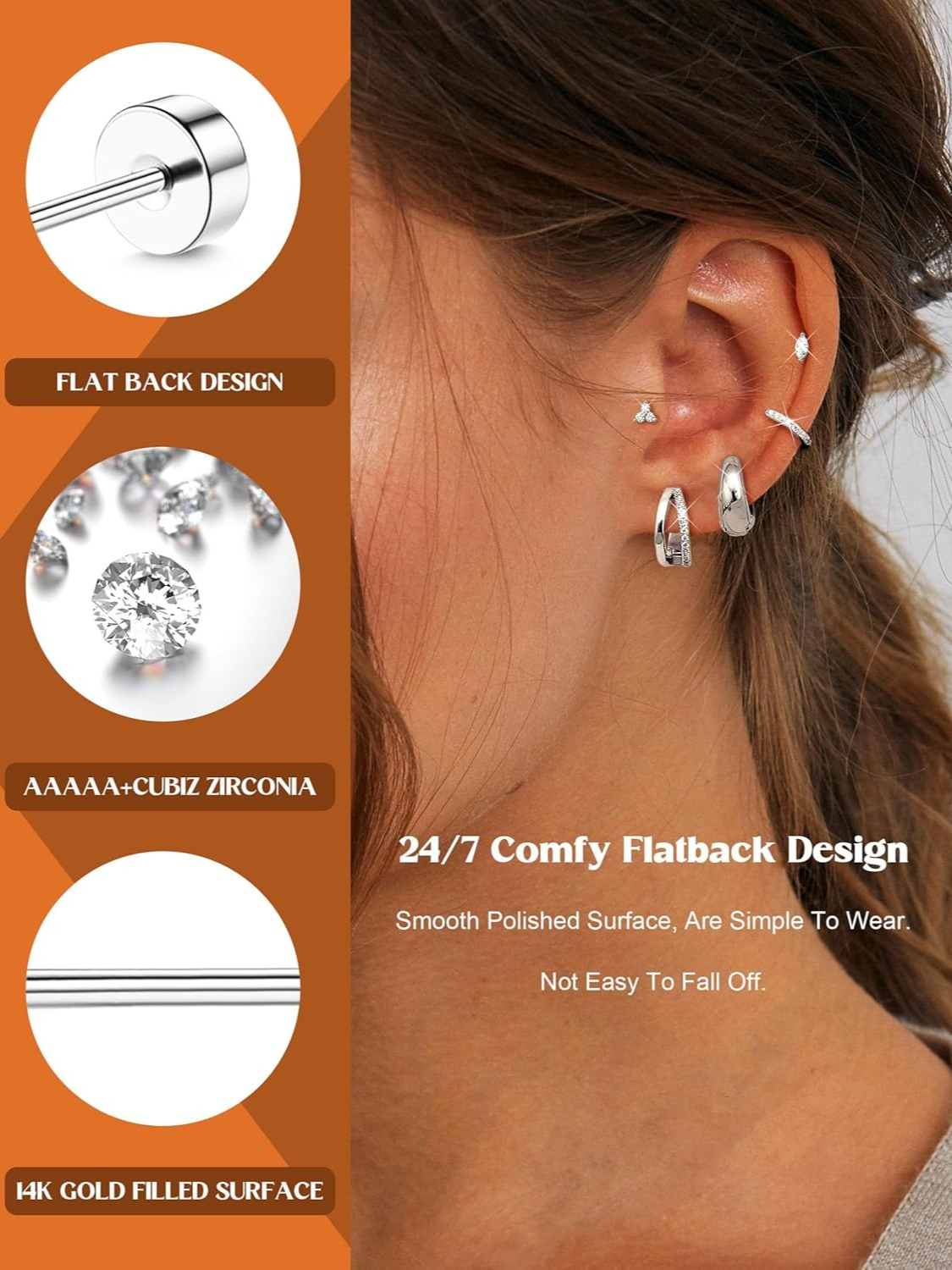 Bobisty 11 Pairs Surgical Stee - Tragus Flat Back のレビューと価格