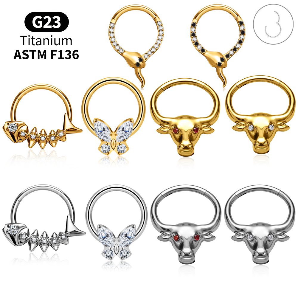 G23 Titanium Clicker Hoop Lot  - Body Jewelry Vertical Labret のレビューと価格