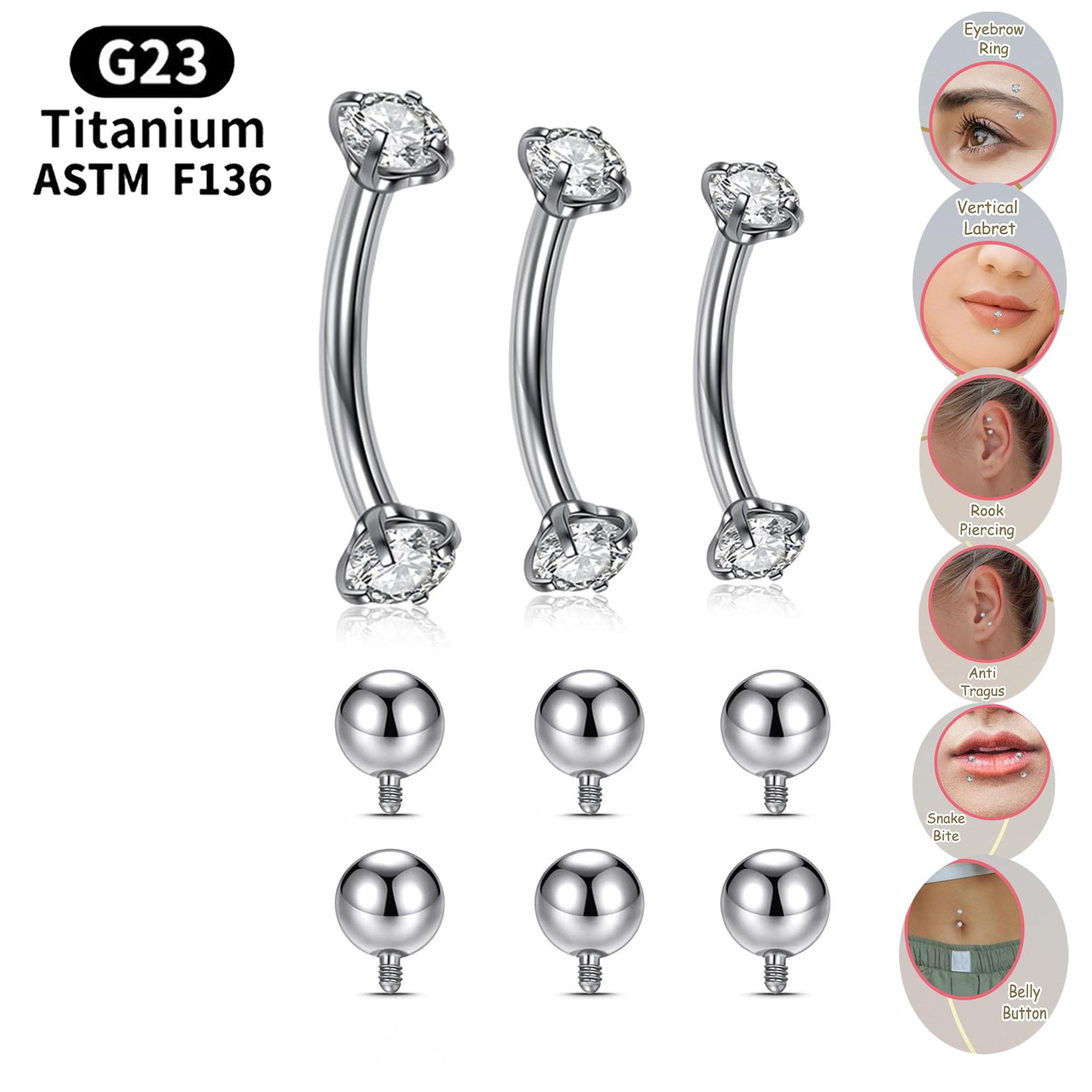 16G 6-10MM Titanium CZ Interna - Body Jewelry Vertical Labret のレビューと価格