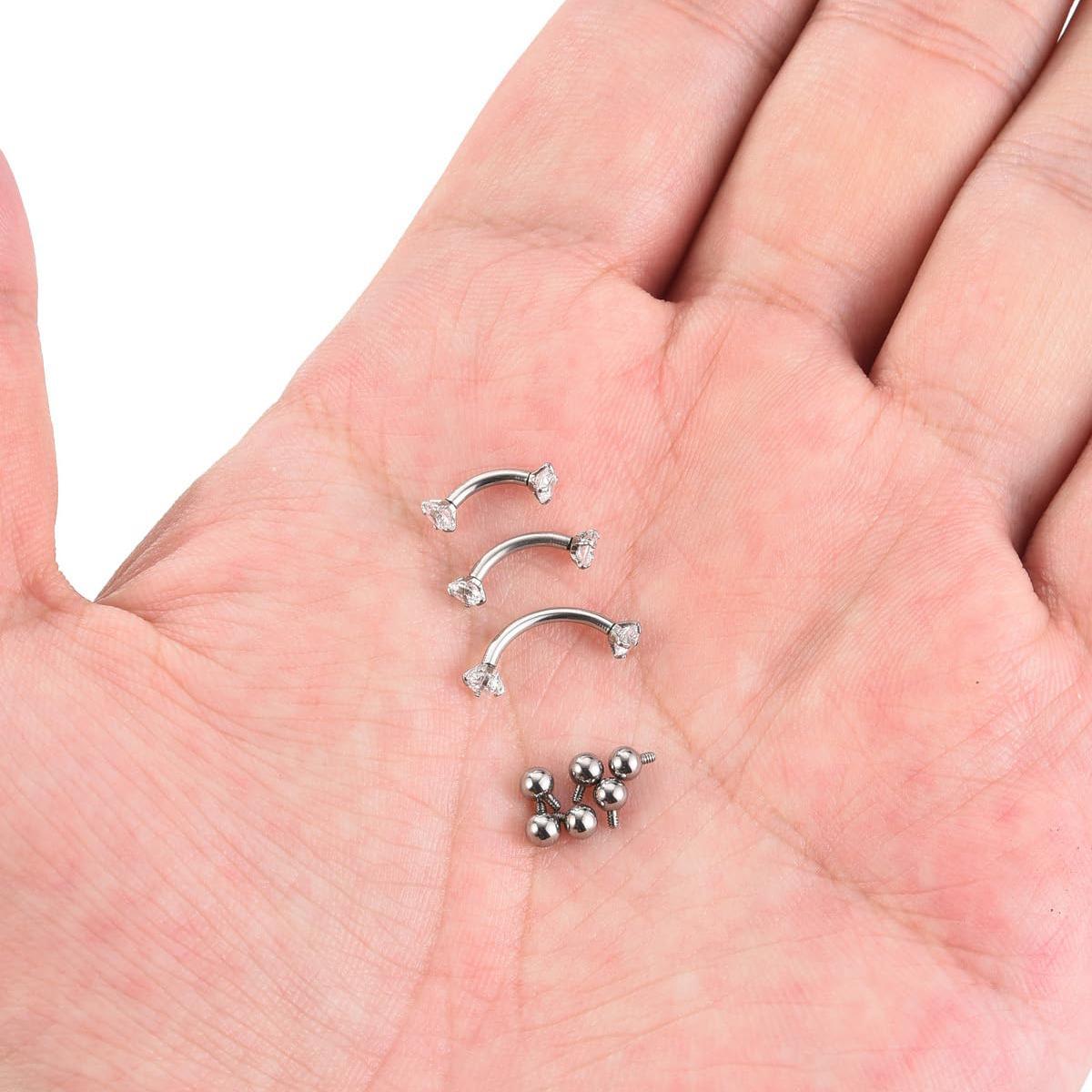 16G 6-10MM Titanium CZ Interna - Body Jewelry Vertical Labret のレビューと価格