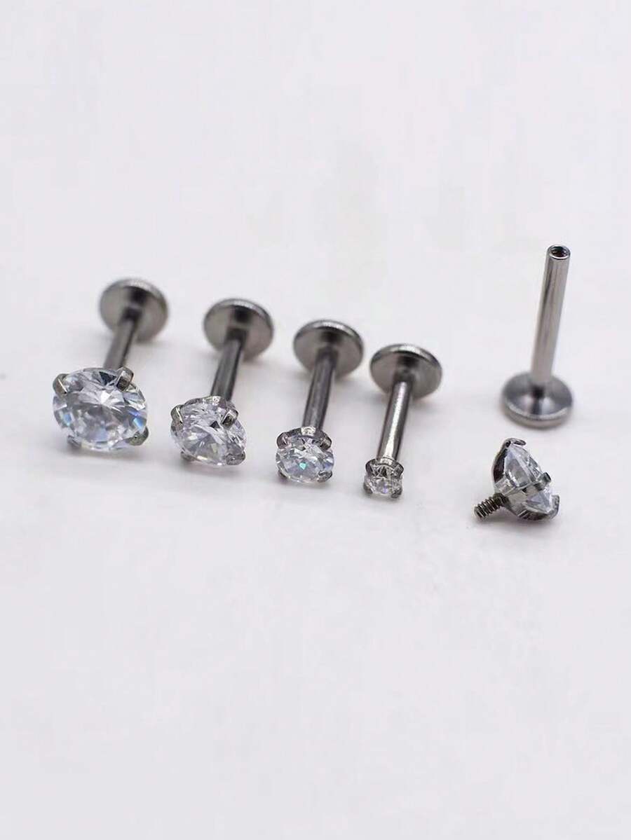 6PCS Stainless Steel Nose Stud - Tragus Flat Back のレビューと価格