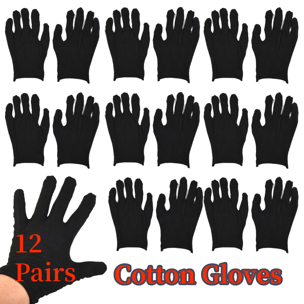 12 Pairs Black Cotton Gloves S - Body Jewelry Websites のレビューと価格